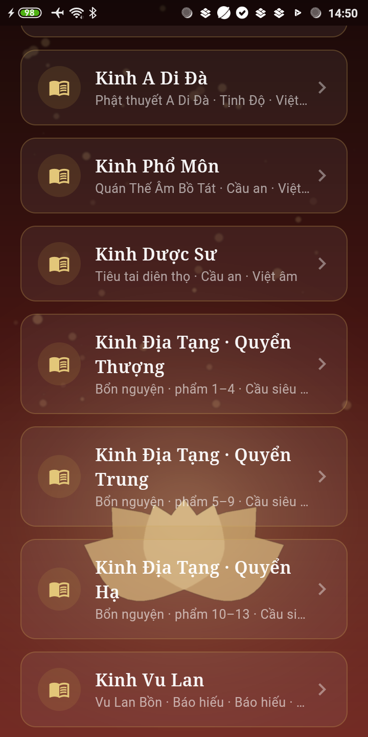 14 bài kinh · chú · sám theo bản Việt âm