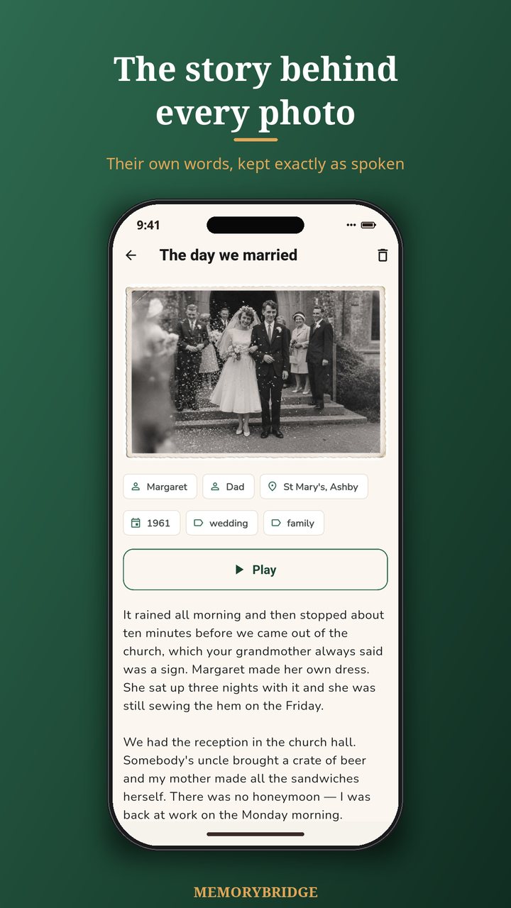 The story behind a photo, written from the recording