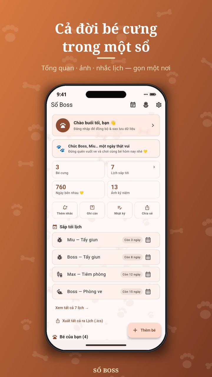 Trang chủ danh sách bé cưng — Sổ Boss