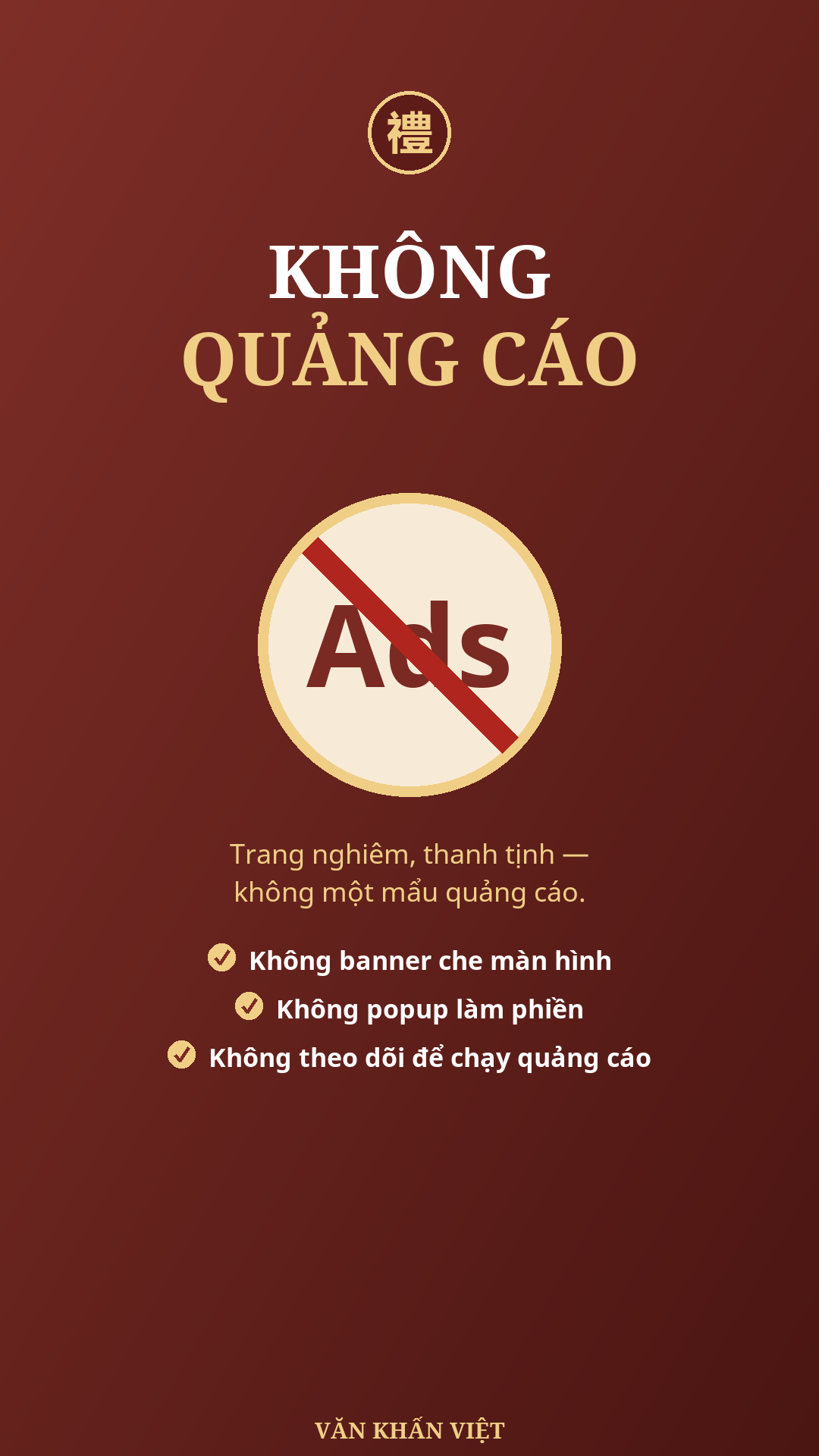 Miễn phí, không quảng cáo, không theo dõi