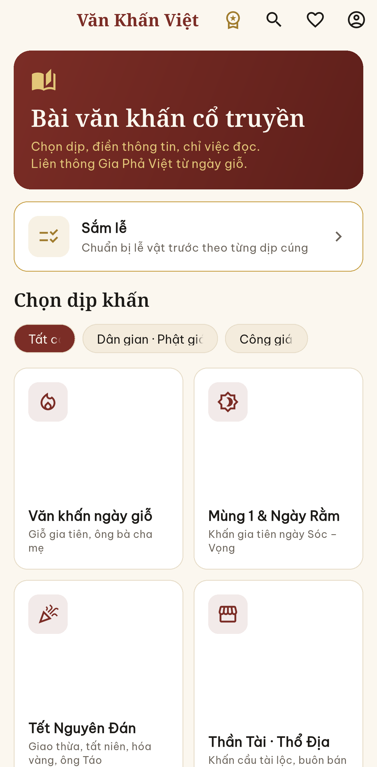 Trang chủ — chọn dịp khấn